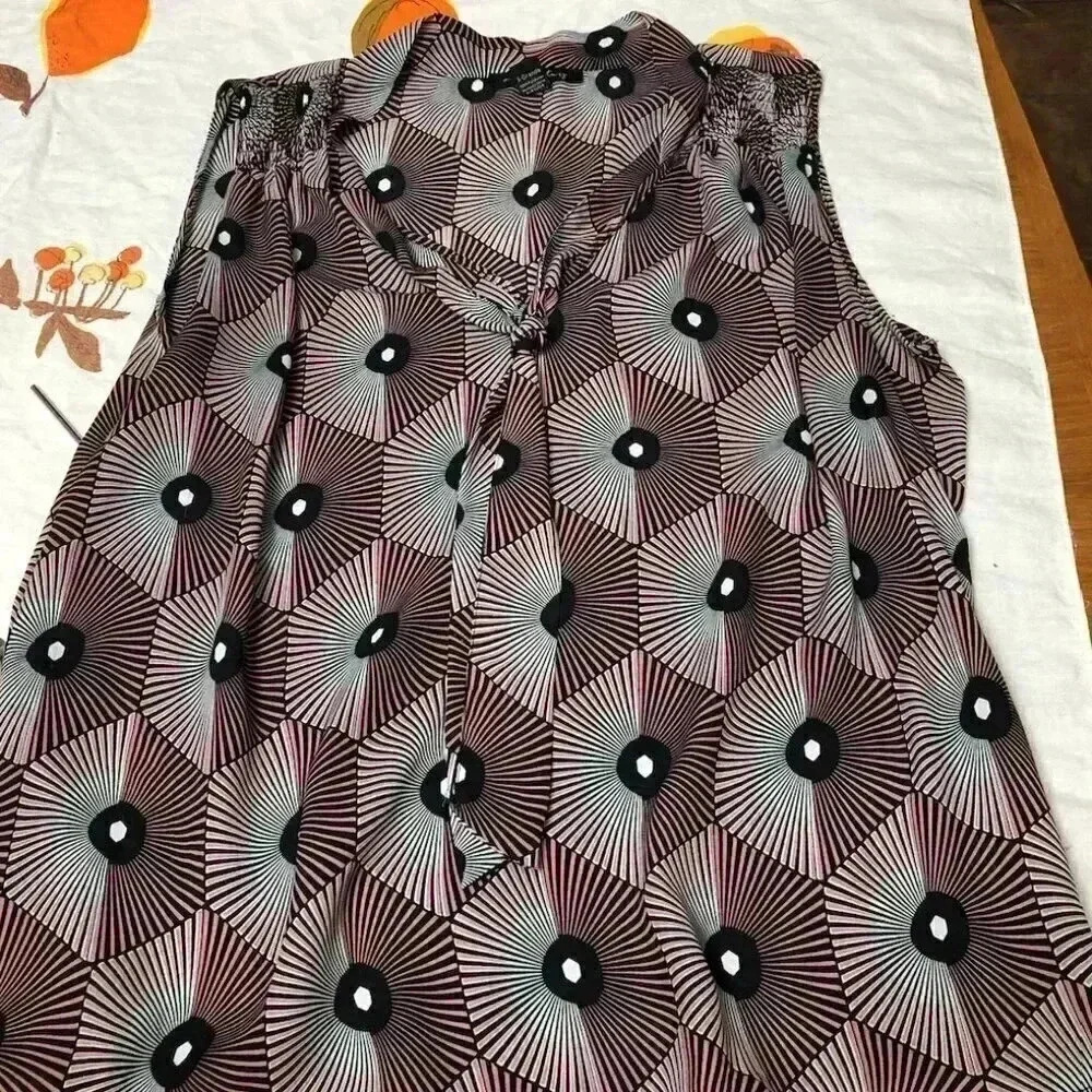 A Love Story Purple Black Mod Sleeveless Top